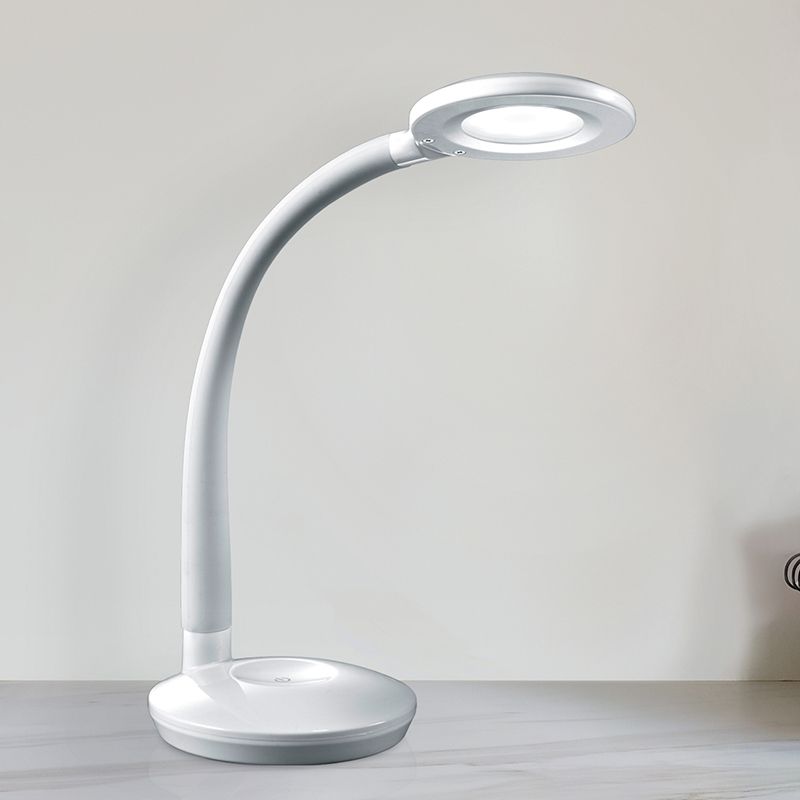 Candeeiro de secretaria de plástico branco, Jesse, 3W, LED 3000K, com dimmer tátil