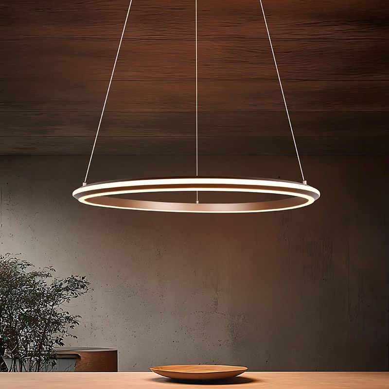 Candeeiro suspenso moderno castanho, Jiry, 48W, LED white switch, regulável em 3 níveis Candeeiro suspenso moderno castanho, Jiry, 48W, LED white switch, regulável em 3 níveis