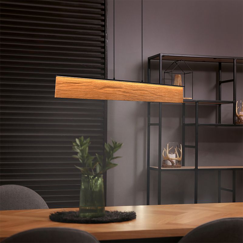 Candeeiro suspenso design madeira, Tanneke, 39W, LED 3000K, regulável em 3 níveis