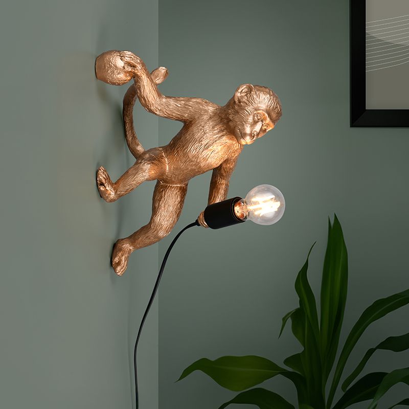 Aplique de parede de plástico dourado, Macaca Aplique de parede de plástico dourado, Macaca