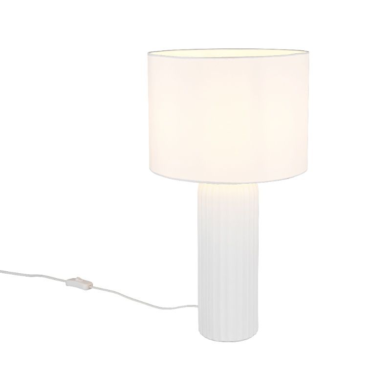 Candeeiro de mesa de cerâmica branco, Nannette, com interruptor