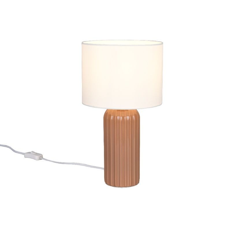 Candeeiro de mesa de cerâmica castanho, Nannette, com interruptor