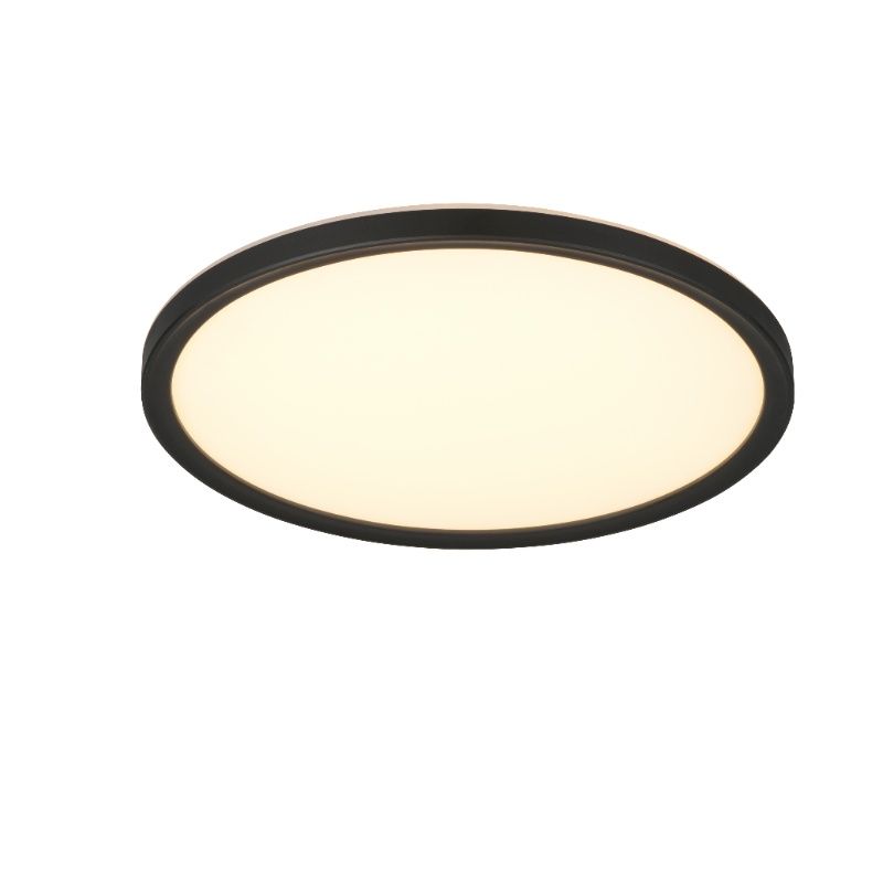 Plafon moderno preto, Jeltje, 18W, LED ajustável de branco quente a branco frio, com comando à distância