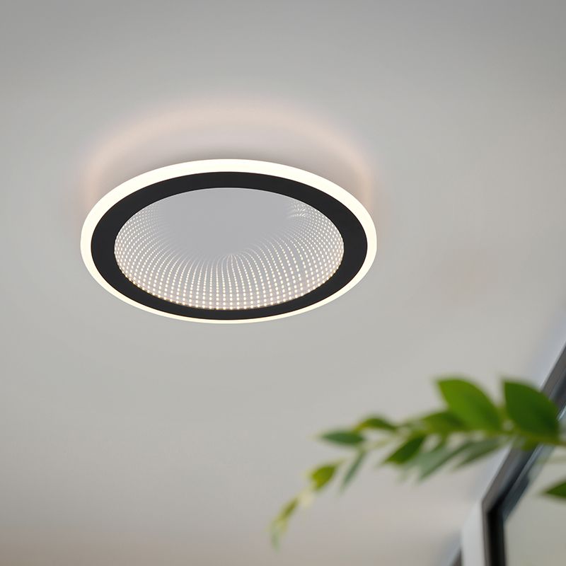 Candeeiro de teto moderno preto, Gunda, 21,5W, LED ajustável de branco quente a branco frio, com comando à distância