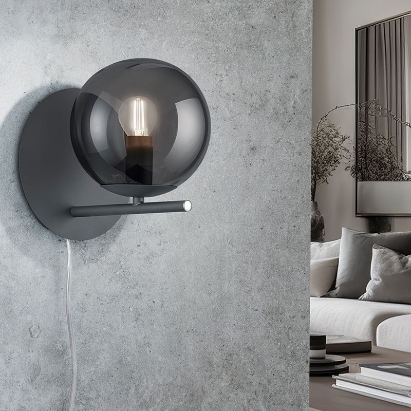 Aplique de parede moderno antracite, Silkis, com interruptor