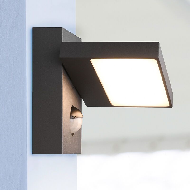 Candeeiro de parede exterior com sensor de movimento moderno antracite, Tabita, 8W, LED 3000K, IP54