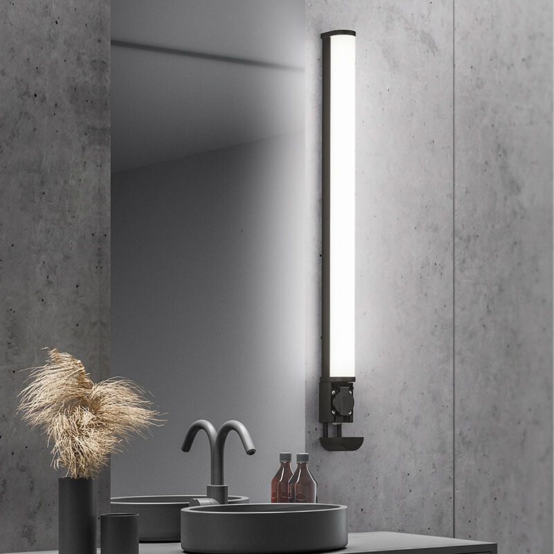 Candeeiro de parede para casa de banho moderno preto, Bernou, 21W, LED 3000K, IP44