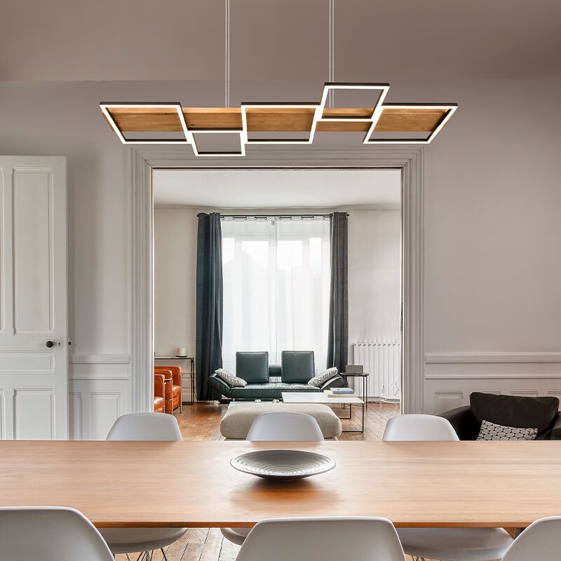 Candeeiro suspenso moderno castanho, Justian, 42W, LED 3000K, regulável em 3 níveis Candeeiro suspenso moderno castanho, Justian, 42W, LED 3000K, regulável em 3 níveis