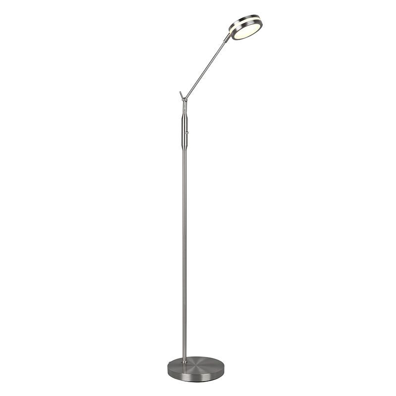 Candeeiro de leitura de pé moderno níquel, Marjon, 6W, LED com tonalidade de luz ajustável, com dimmer tátil Candeeiro de leitura de pé moderno níquel, Marjon, 6W, LED com tonalidade de luz ajustável, com dimmer tátil