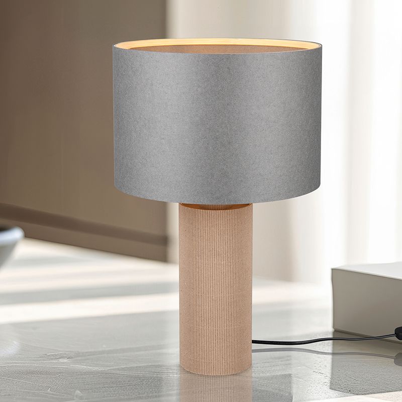 Candeeiro de mesa de bambu cinzento, Stach, com interruptor Candeeiro de mesa de bambu cinzento, Stach, com interruptor