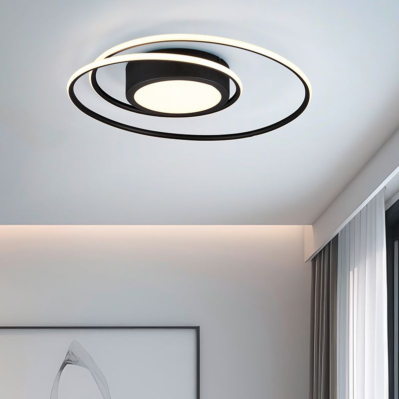 Plafon moderno preto, Elysa, 56W, LED ajustável de branco quente a branco frio, com comando à distância
