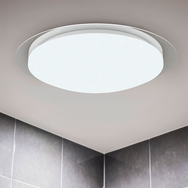 Candeeiro de teto para casa de banho moderno branco, Marlena, 18,5W, LED 4000K, IP44, com comando à distância