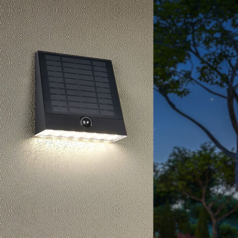 Candeeiro de parede exterior solar moderno preto, Pontus, 6W, LED 4000K, IP44