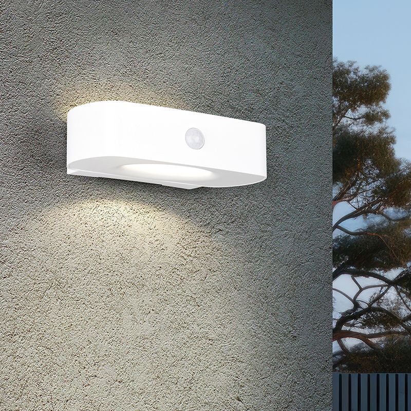 Candeeiro de parede exterior solar moderno branco, Pytsje, 6W, LED 4000K, IP44, com interruptor
