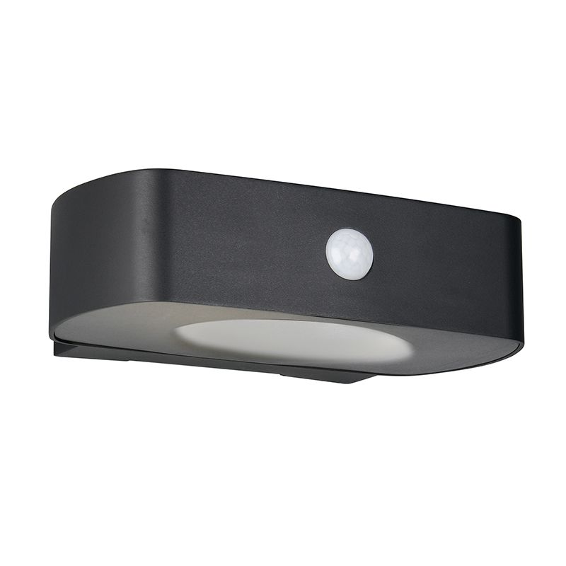 Candeeiro de parede exterior solar moderno preto, Pytsje, 6W, LED 4000K, IP44, com interruptor