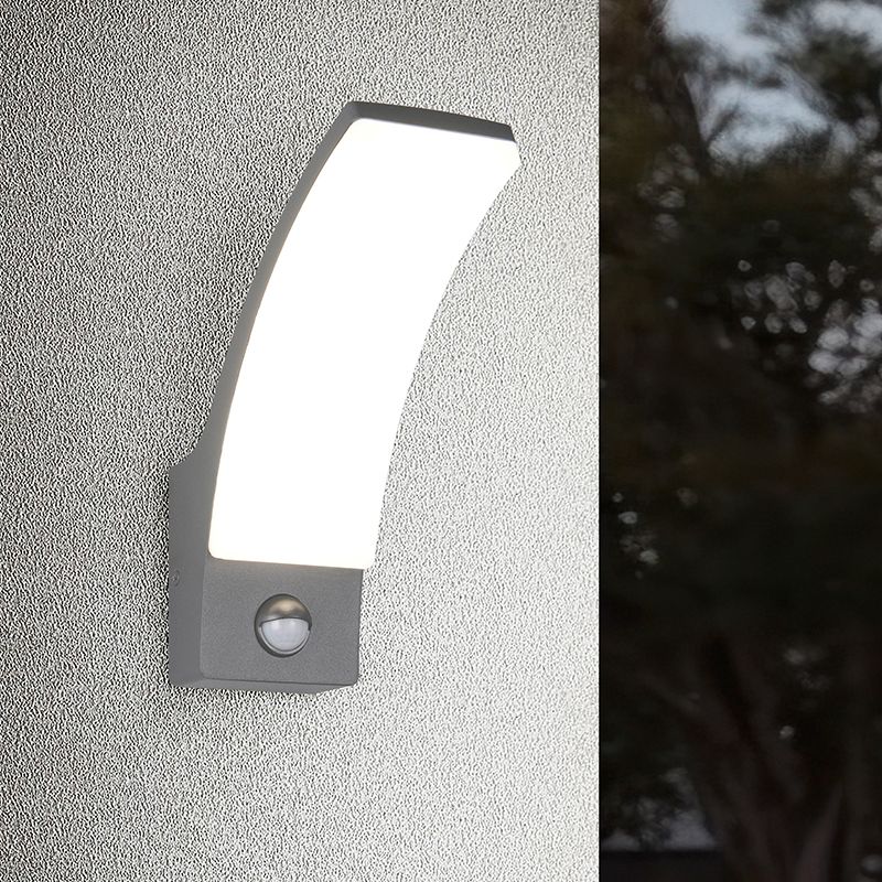 Candeeiro de parede exterior com sensor de movimento moderno antracite, Popke, 12,5W, LED 4000K, IP44