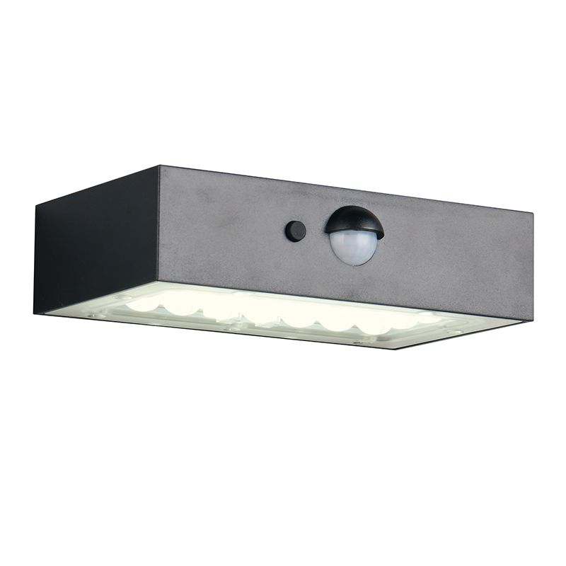 Candeeiro de parede exterior solar moderno preto, Numan, IP65