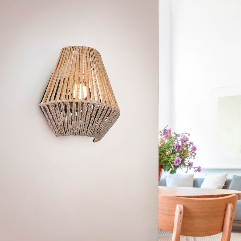 Candeeiro de parede recarregável de papel castanho, Isaura, 1,5W, LED 3000K, regulável em 3 níveis