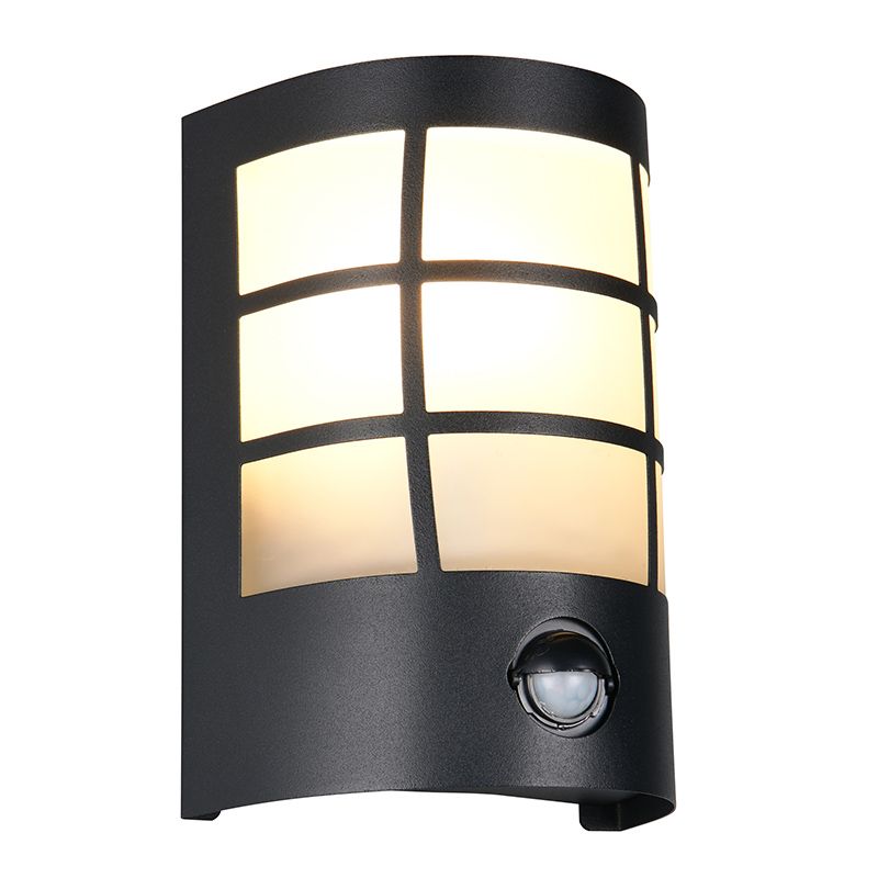 Candeeiro de parede exterior com sensor de movimento moderno preto, Ratna