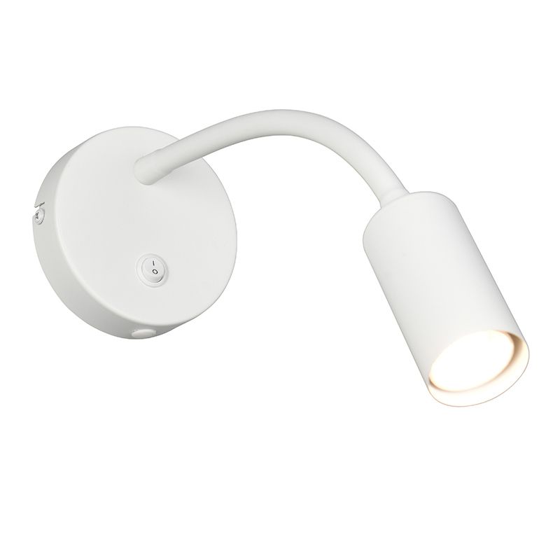 Aplique de parede moderno branco, Suradj, com interruptor
