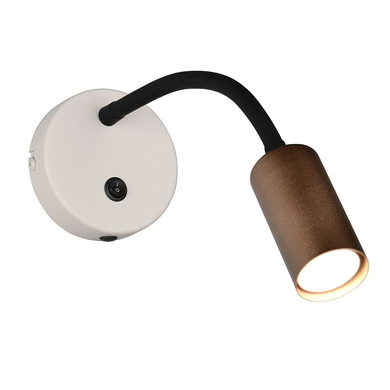 Aplique de parede moderno castanho, Suradj, com interruptor
