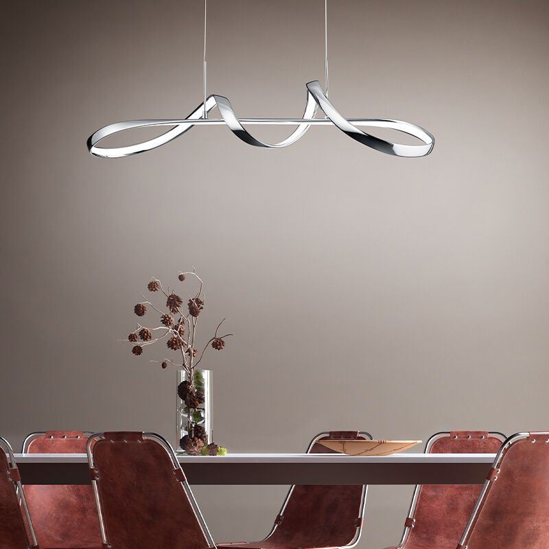 Candeeiro suspenso design cromo, Renso, 37W, LED 4000K, regulável em 3 níveis Candeeiro suspenso design cromo, Renso, 37W, LED 4000K, regulável em 3 níveis