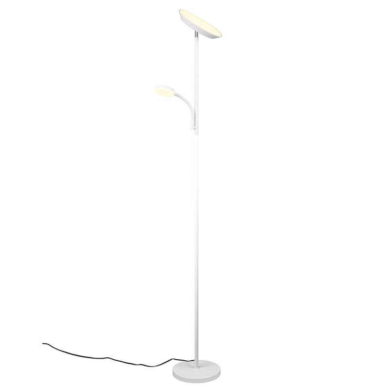 Candeeiro de pé moderno branco, Shahid, 17W, LED ajustável de branco quente a branco frio, com dimmer tátil