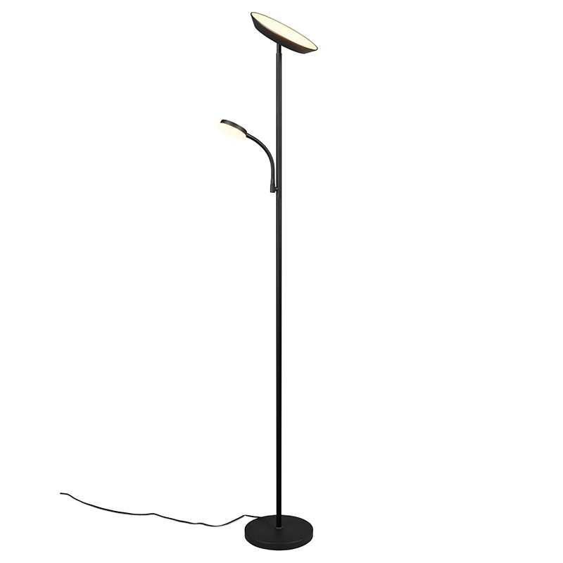 Candeeiro de pé moderno preto, Shahid, 17W, LED ajustável de branco quente a branco frio, com dimmer tátil Candeeiro de pé moderno preto, Shahid, 17W, LED ajustável de branco quente a branco frio, com dimmer tátil