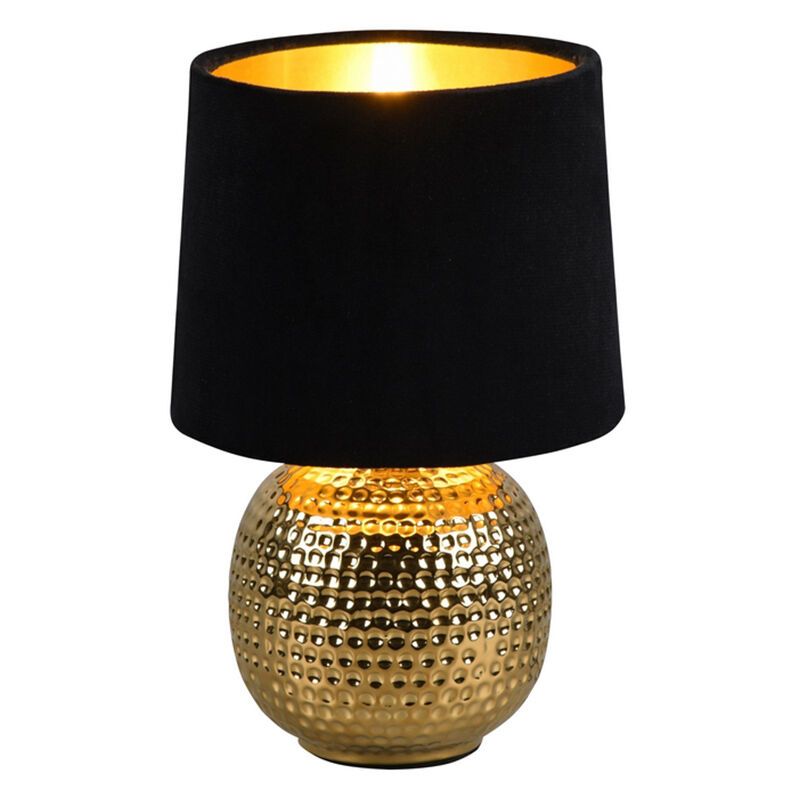 Candeeiro de mesa de cerâmica dourado, Jorre, com interruptor Candeeiro de mesa de cerâmica dourado, Jorre, com interruptor