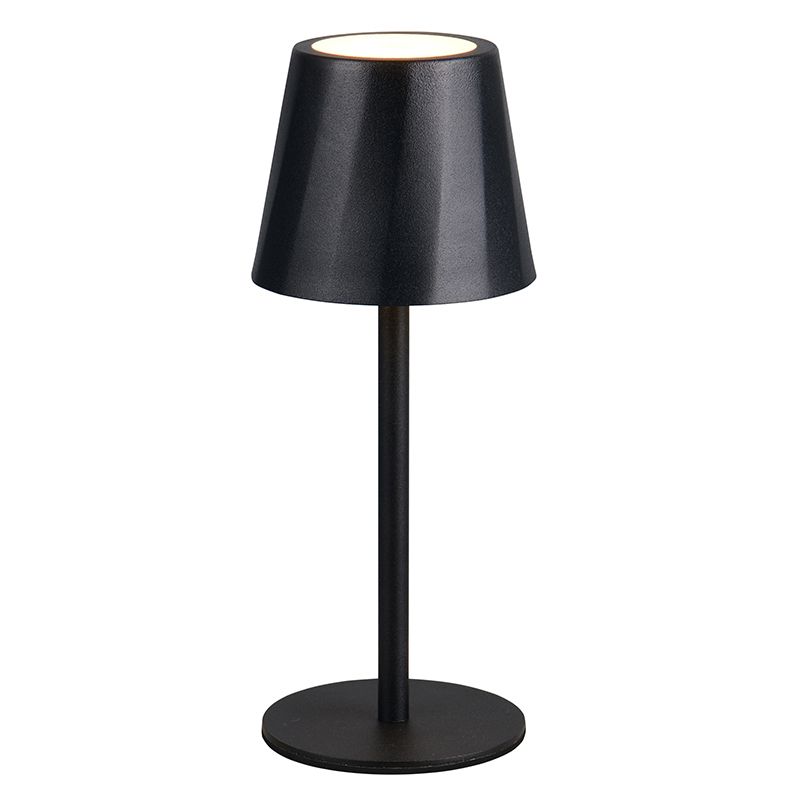 Candeeiro de mesa recarregável de metal preto, Priya, 1,6W, LED ajustável de branco quente a branco frio, regulável em 3 níveis