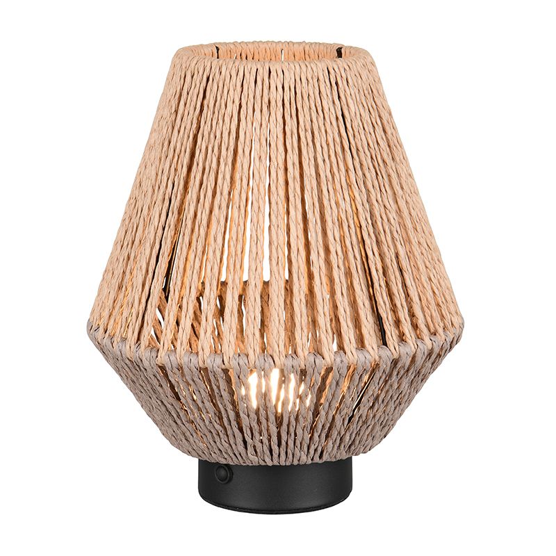 Candeeiro de mesa recarregável de papel castanho, Isaura, 1,5W, LED 3000K, regulável em 3 níveis
