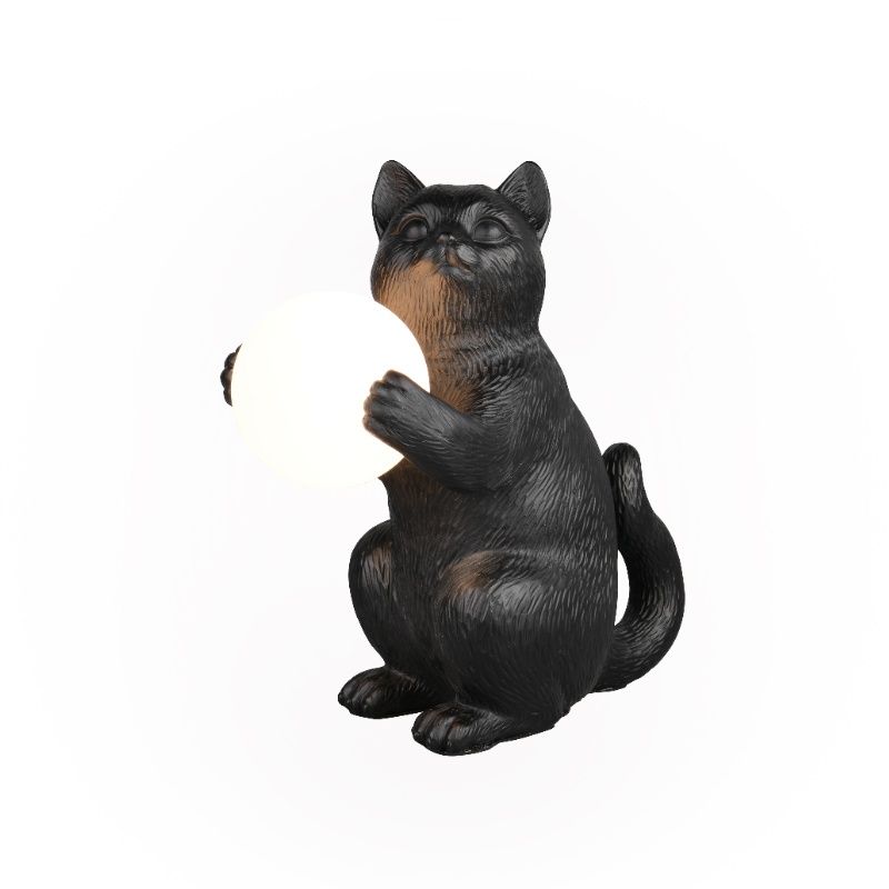 Candeeiro de mesa moderno preto, Gatto, com interruptor