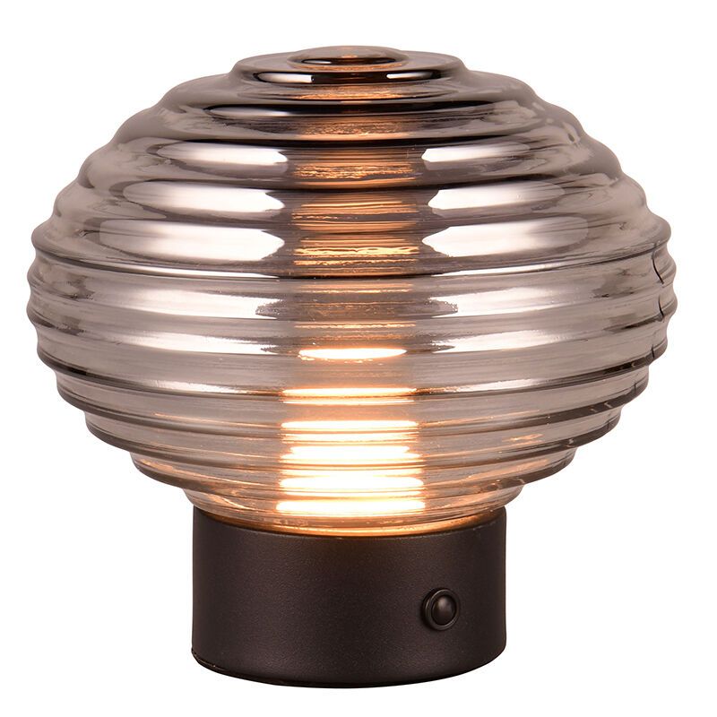 Candeeiro de mesa recarregável retrô preto, Walid, 2W, LED 3000K, com dimmer tátil