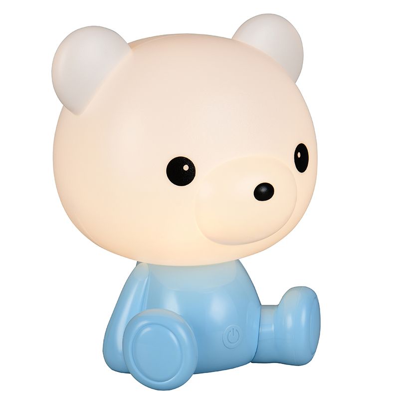 Candeeiro de mesa quarto infantil de plástico azul, Lumibear, 0,3W, LED RGB, com interruptor