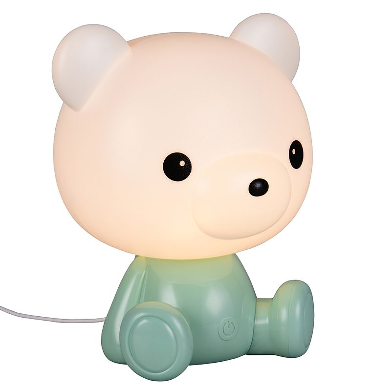 Candeeiro de mesa quarto infantil de plástico verde, Lumibear, 0,3W, LED RGB, com interruptor