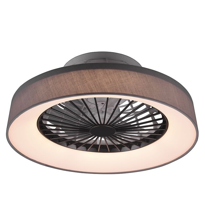 Ventilador de teto moderno cinza, Chante, 30W, LED branco ajustável de quente a frio, com controle remoto.