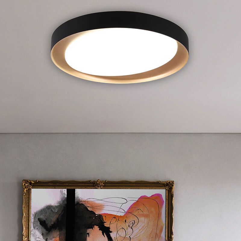 Plafon moderno preto, Joas, 24W, LED ajustável de branco quente a branco frio, com comando à distância Plafon moderno preto, Joas, 24W, LED ajustável de branco quente a branco frio, com comando à distância