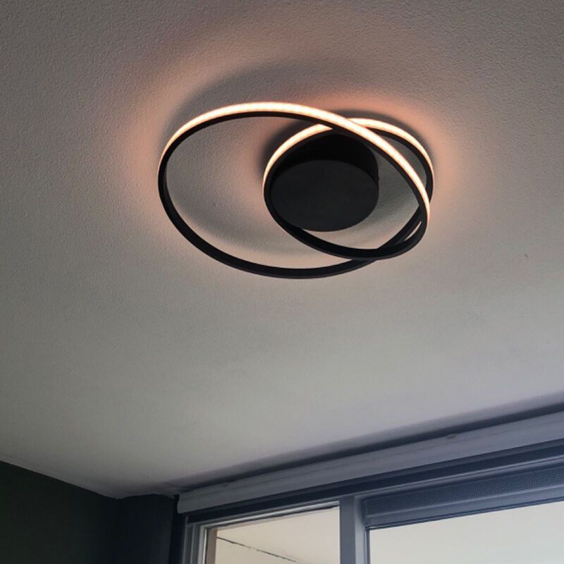 Plafon moderno preto, Sassandra, 22W, LED 3000K, regulável em 3 níveis