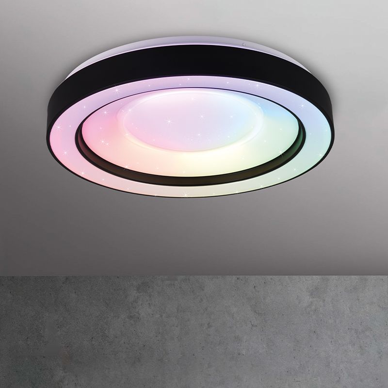 Plafon moderno preto, Navin, 22W, LED RGBW, com comando à distância