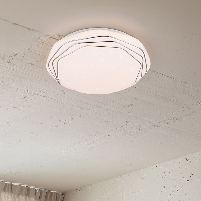 Plafon moderno branco, Ouafa, 22W, LED ajustável de branco quente a branco frio, com comando à distância