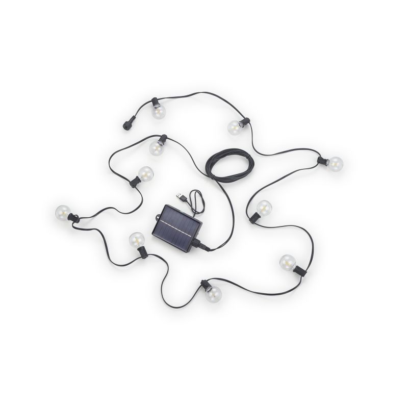 Cordão de luzes solares, 10 lâmpadas, 2700K, 0,5W Cordão de luzes solares, 10 lâmpadas, 2700K, 0,5W