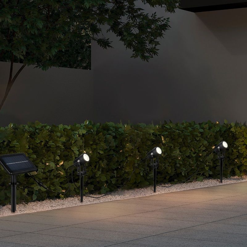 Foco de jardim solar de alumínio preto, Mijke, 0,5W, LED 4000K, IP44