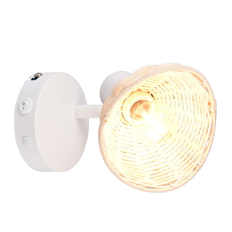Aplique de parede de rattan castanho, Sijmen, com interruptor