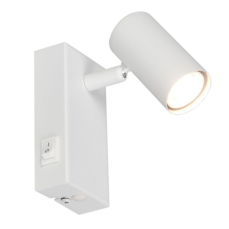 Aplique de parede moderno branco, Suradj, com interruptor