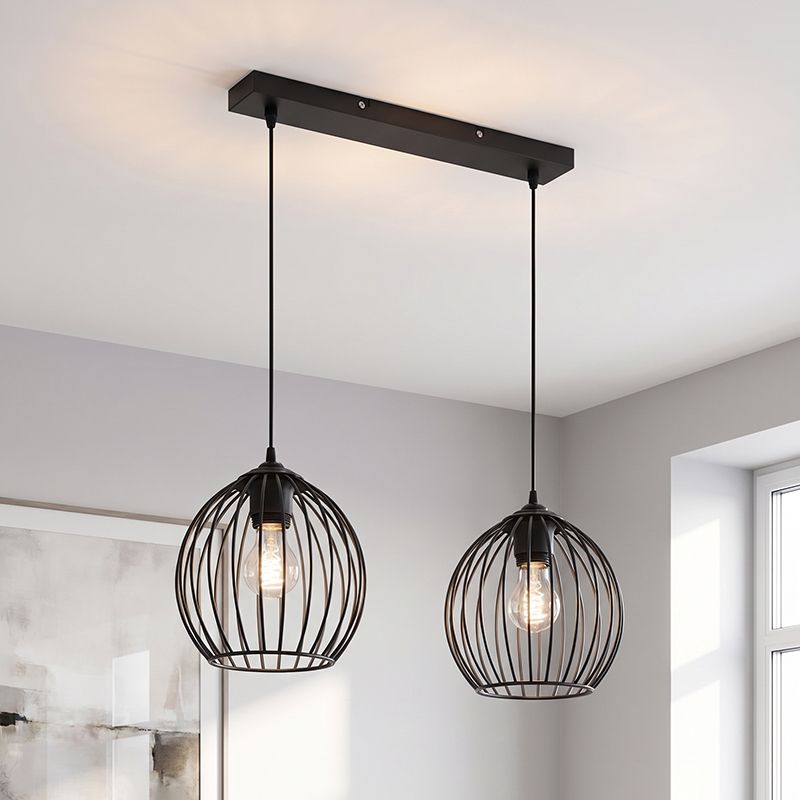 Candeeiro suspenso preto industrial, Wiro Candeeiro suspenso preto industrial, Wiro