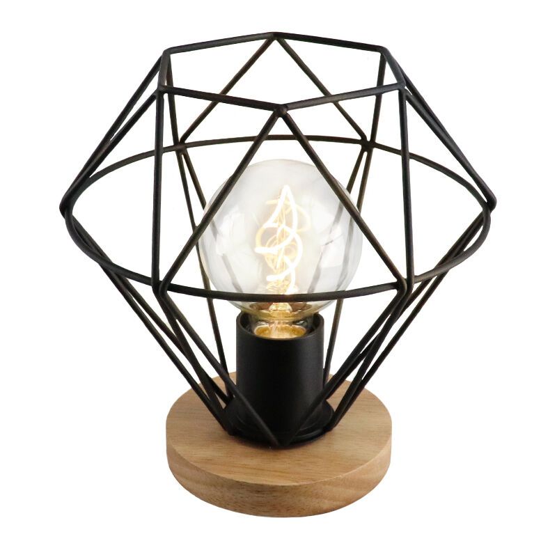 Candeeiro de mesa preto industrial, Jochem, com interruptor Candeeiro de mesa preto industrial, Jochem, com interruptor