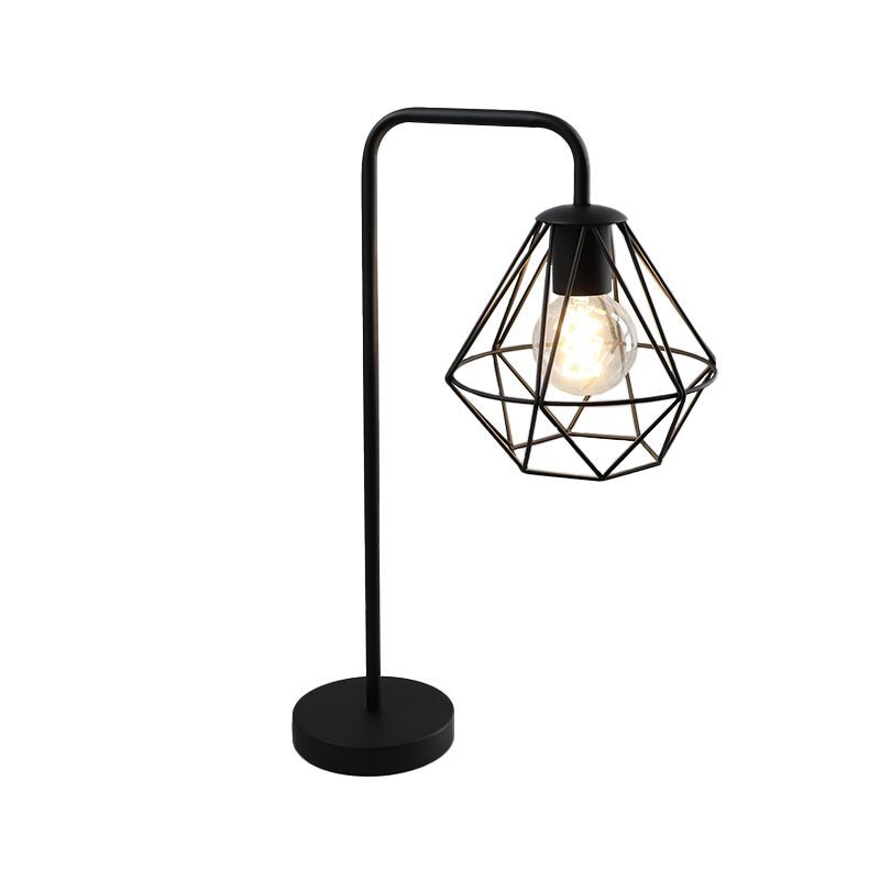Candeeiro de mesa preto industrial, Jochem, com interruptor Candeeiro de mesa preto industrial, Jochem, com interruptor