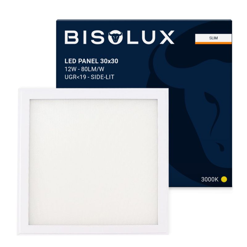 Painel LED Bisolux 30x30 cm - 12W - 3000K - UGR<19 - Iluminação Lateral Painel LED Bisolux 30x30 cm - 12W - 3000K - UGR<19 - Iluminação Lateral