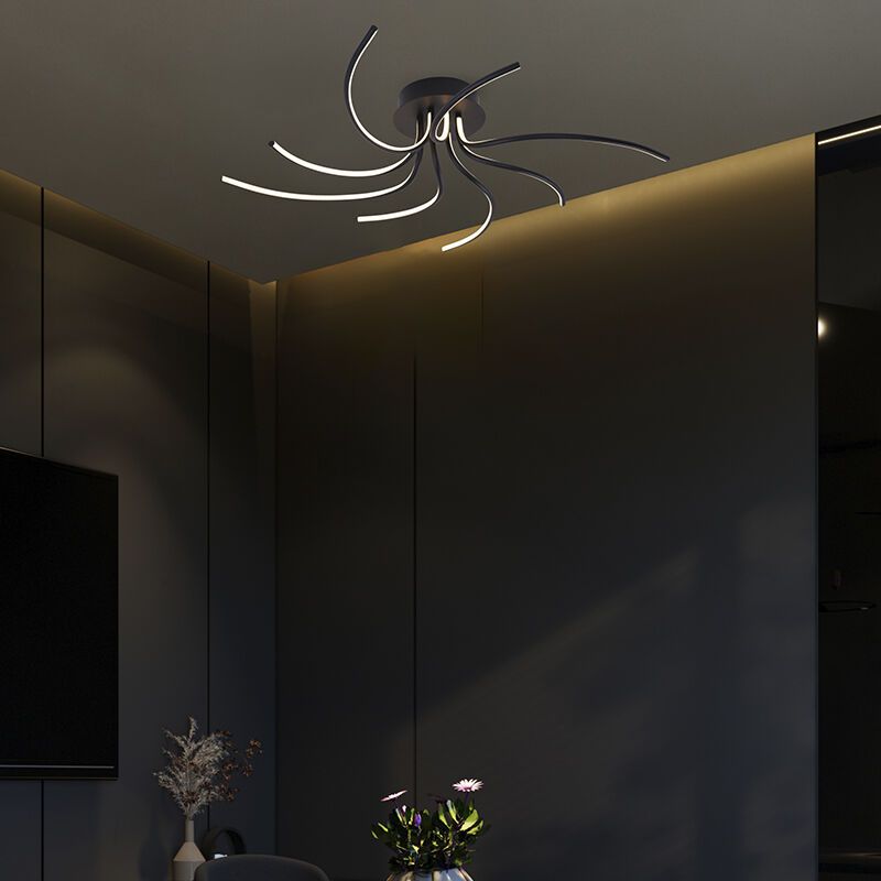Candeeiro de teto dourado moderno, Laurina, 36W, LED ajustável de branco quente a branco frio
