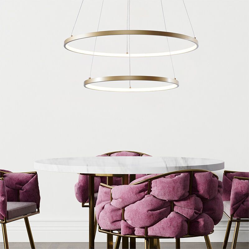 Candeeiro suspenso dourado design, Kubra, 50W, LED ajustável de branco quente a branco frio Candeeiro suspenso dourado design, Kubra, 50W, LED ajustável de branco quente a branco frio